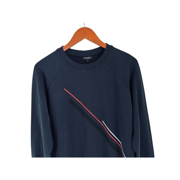 Ron Dorff Navy Sweatshirt W/ Red & White Stripe Design Crewneck Long Sleeve S - Picture 2 of 10
